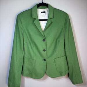 J.Crew Women's Large Green Blazer-Wool Cashmere Nylon with Acetate lining